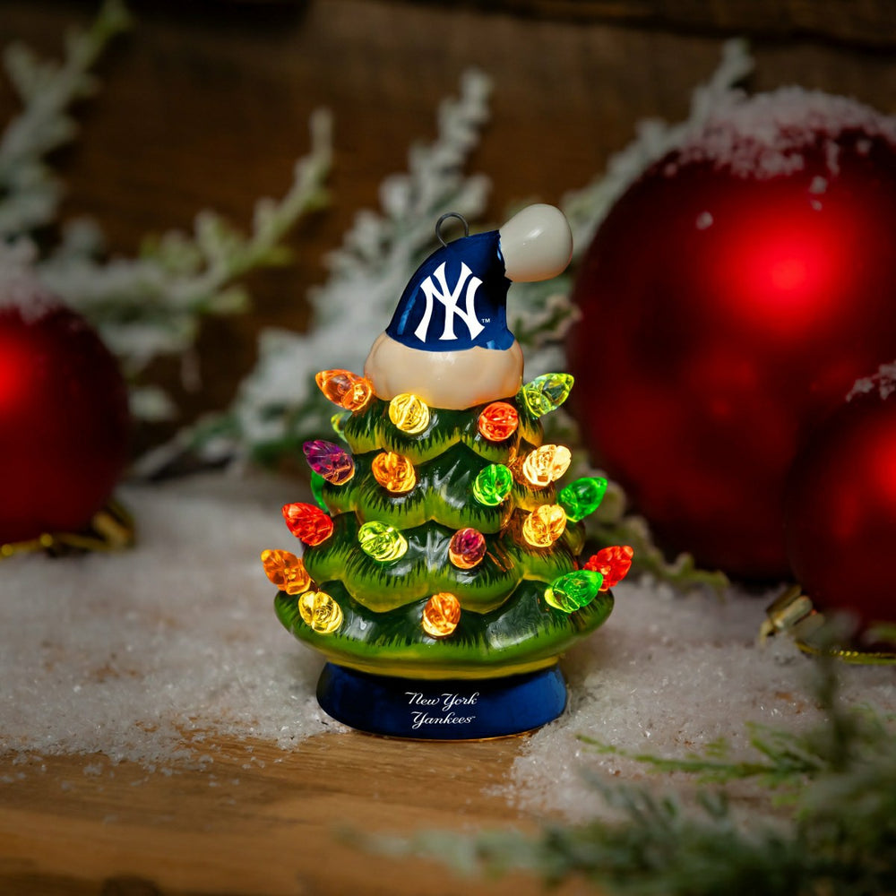 New York Yankees 4" Mini LED Tabletop Christmas Tree, Set of 2, MLB, Home