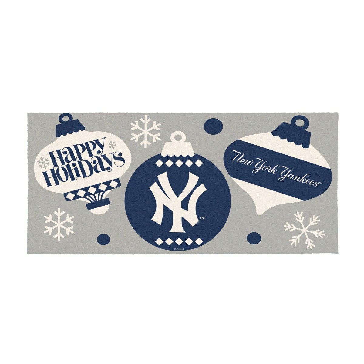 New York Yankees Holiday Flocked Coir Sassafras Switch Mat, 22"x10", MLB