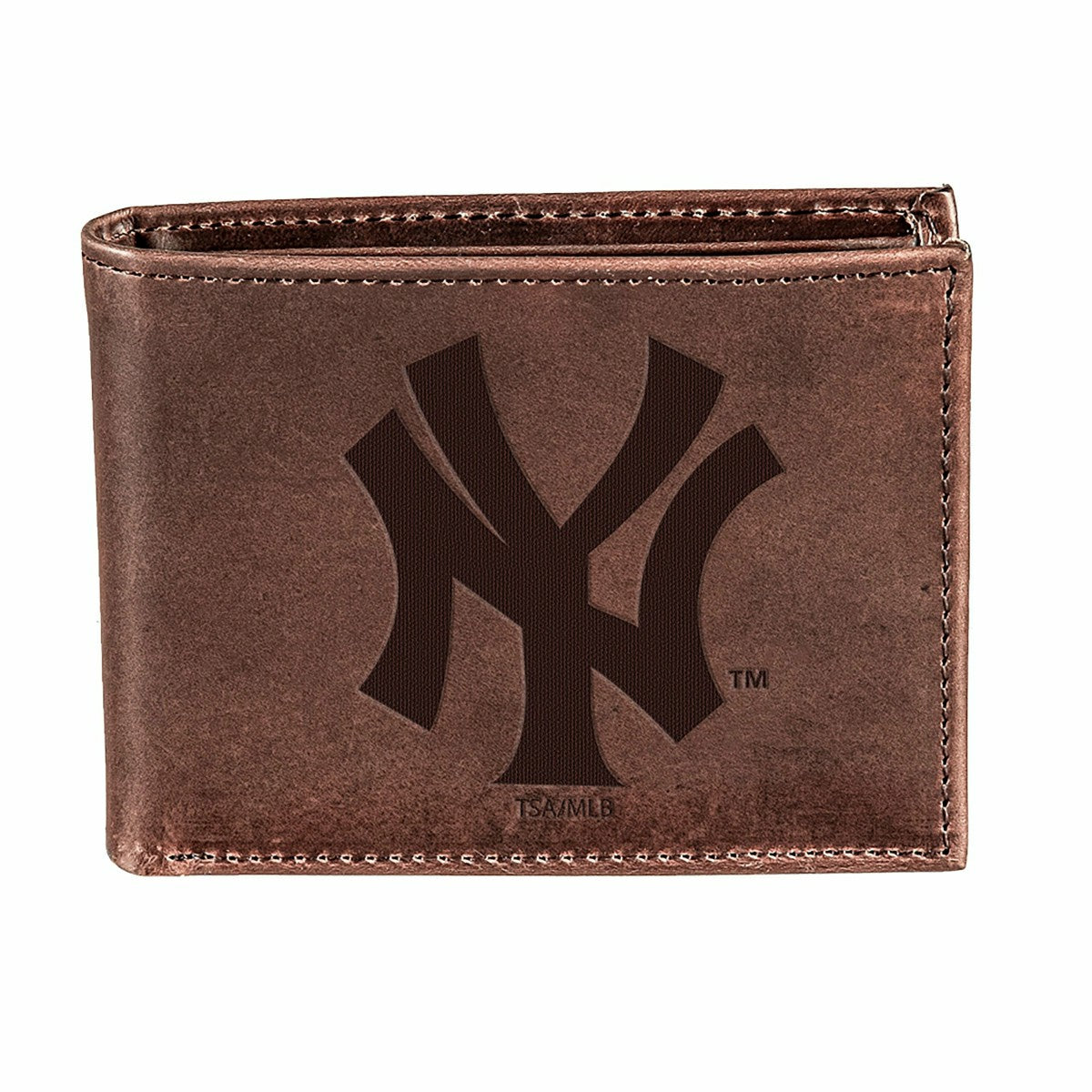 New York Yankees Bi-Fold Wallet Brown 100% Genuine Leather, MLB, Home