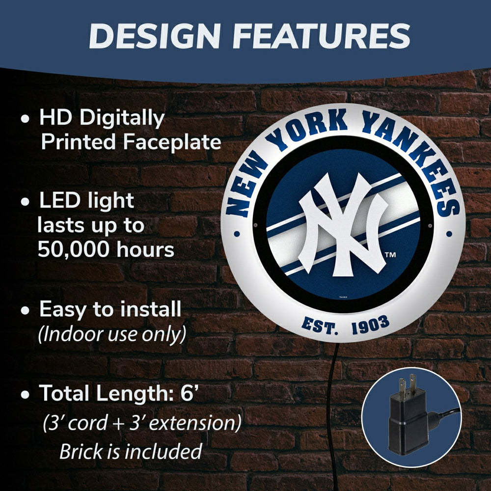 New York Yankees, Metal Lite, Round, MLB