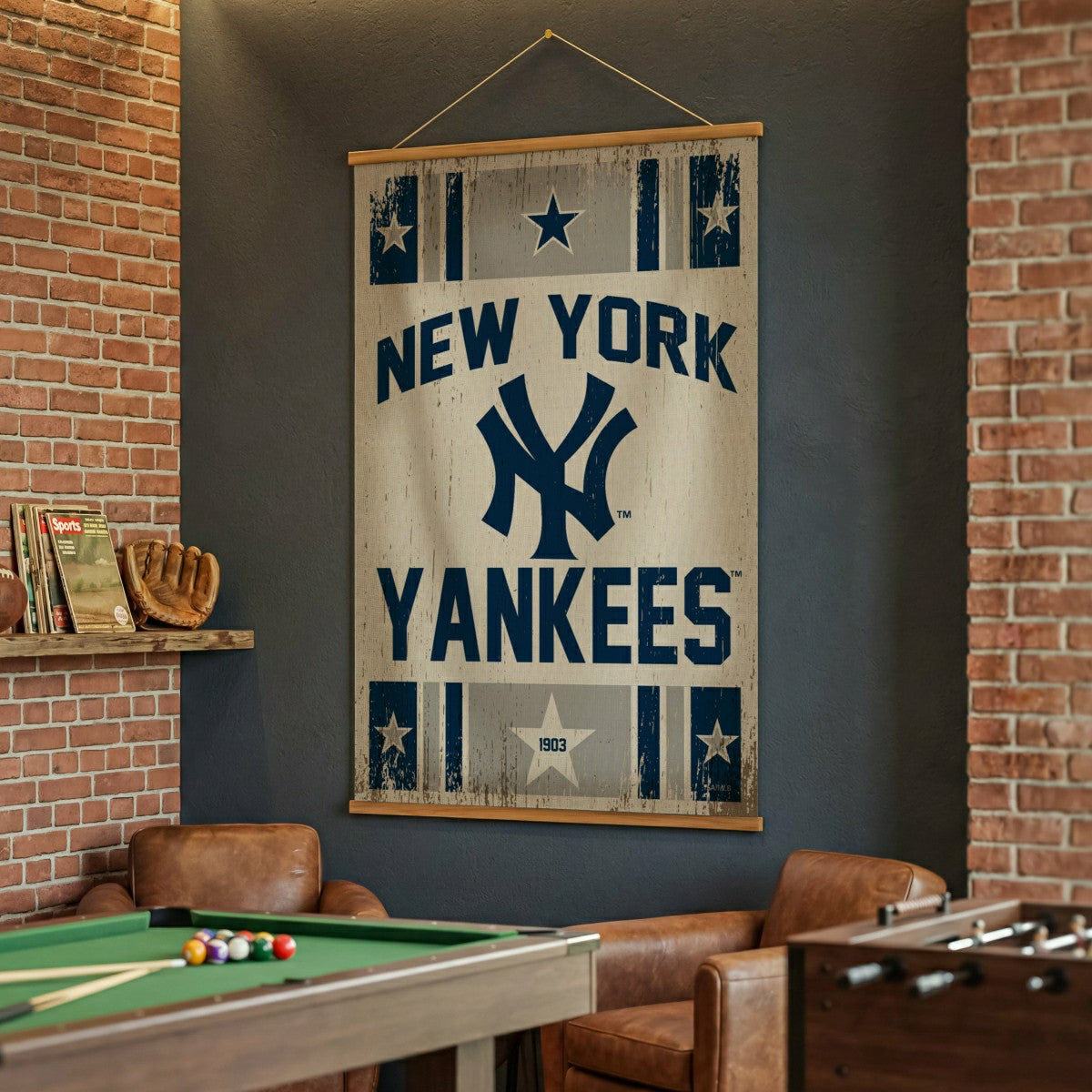 New York Yankees, Canvas Wall Tapestry, Large, 54x36, MLB, Home