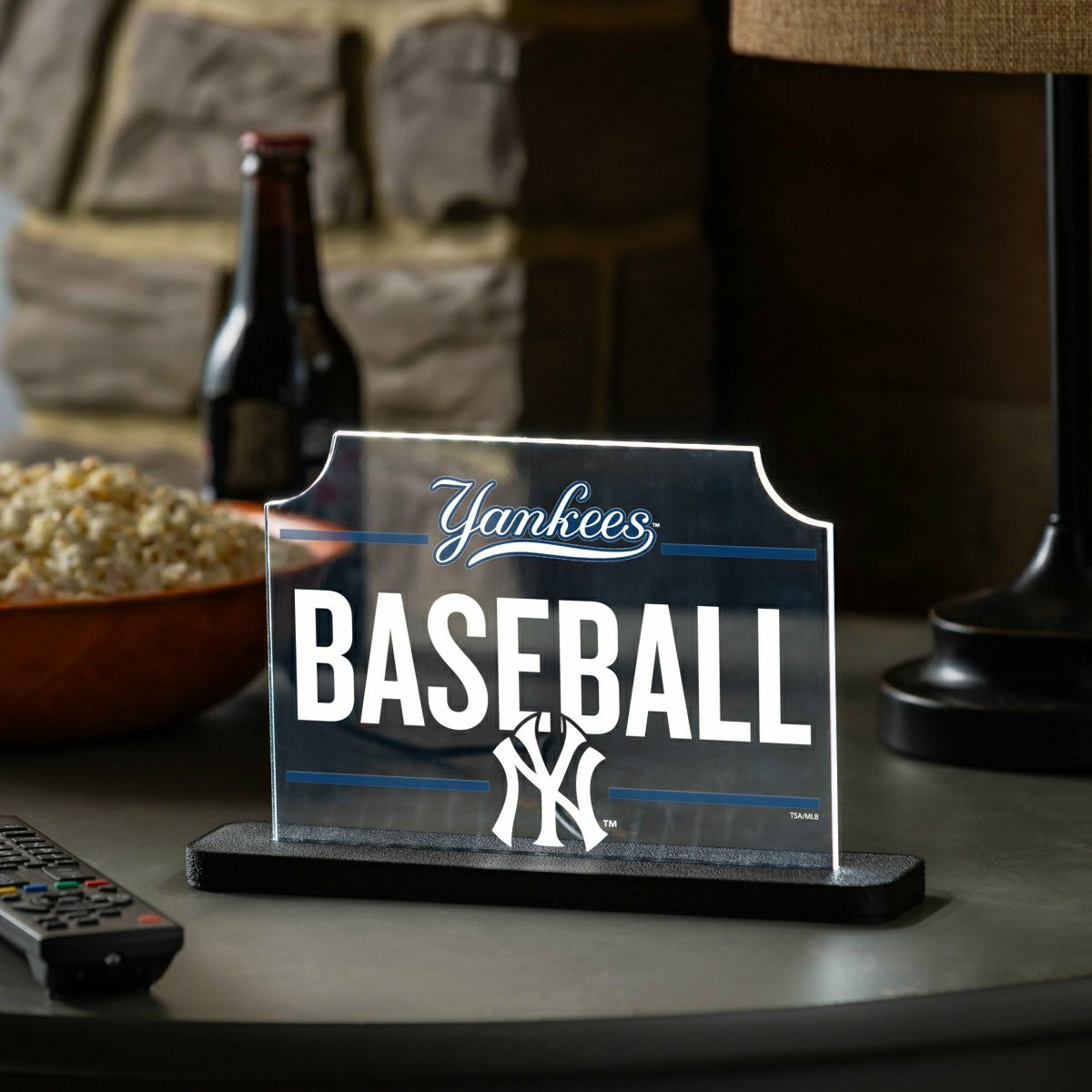 New York Yankees Rectangle Baseball LED Tabletop Decor, MLB, Home