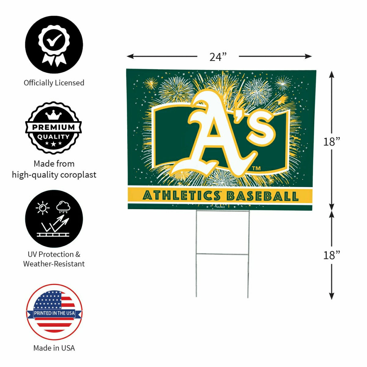 Athletics Yard Sign, Patriotic, MLB, Home