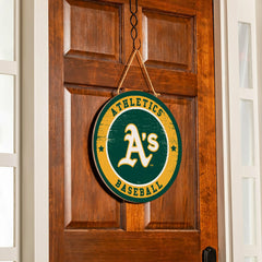 Athletics Round Door Décor with Hanging Rope, 18x18, MLB, Home
