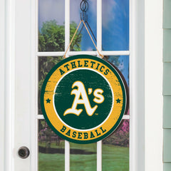 Athletics Round Door Décor with Hanging Rope, 18x18, MLB, Home