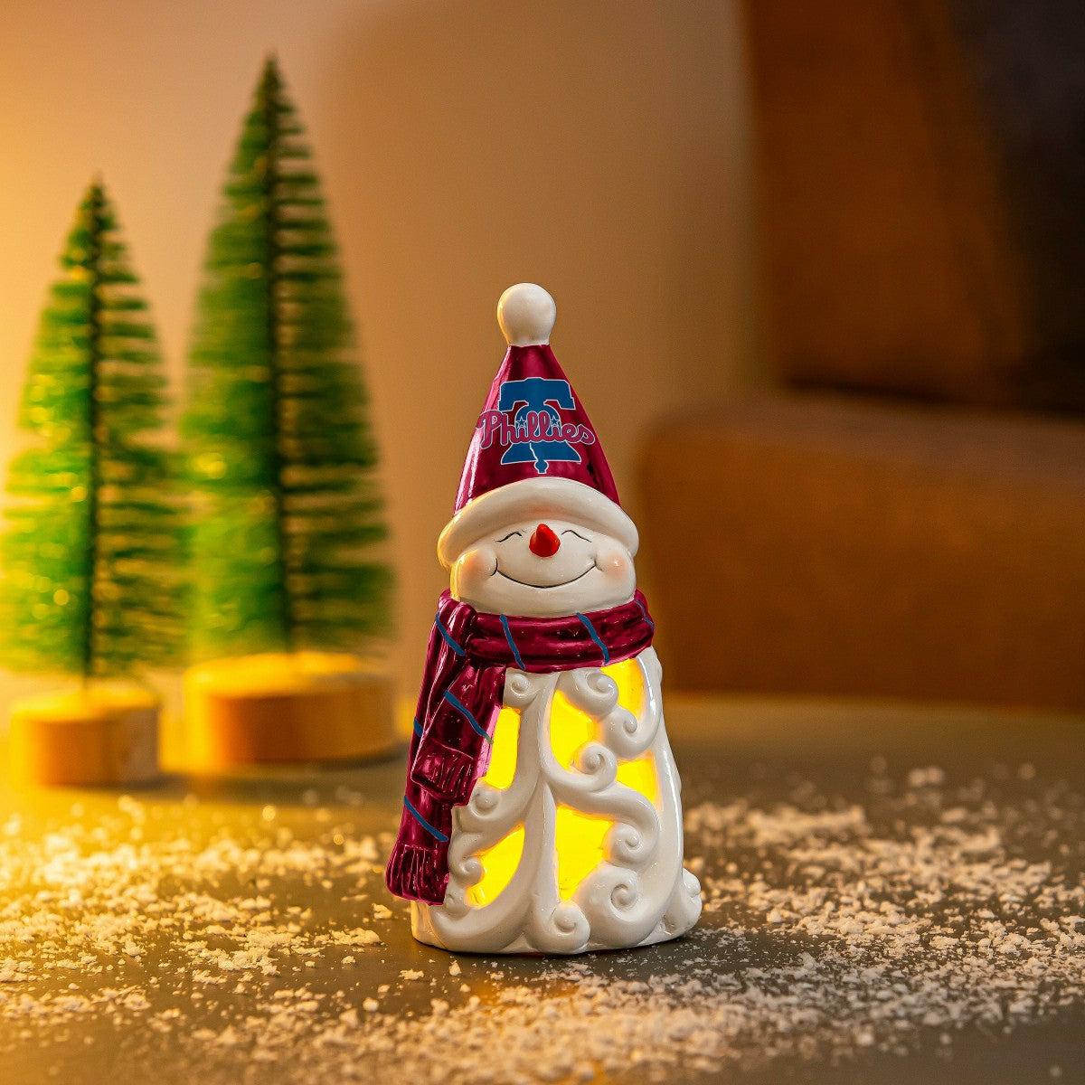 Philadelphia Phillies Snowman LED Statuary, 8", MLB, Home