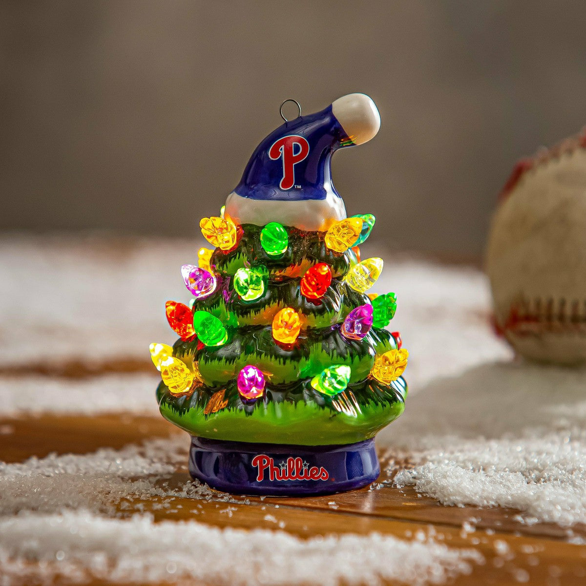 Philadelphia Phillies 4" Mini LED Tabletop Christmas Tree, Set of 2, MLB, Home