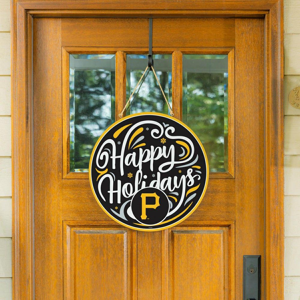 Pittsburgh Pirates Holiday Round Door Décor with Hanging Rope, 18x18, MLB, Home