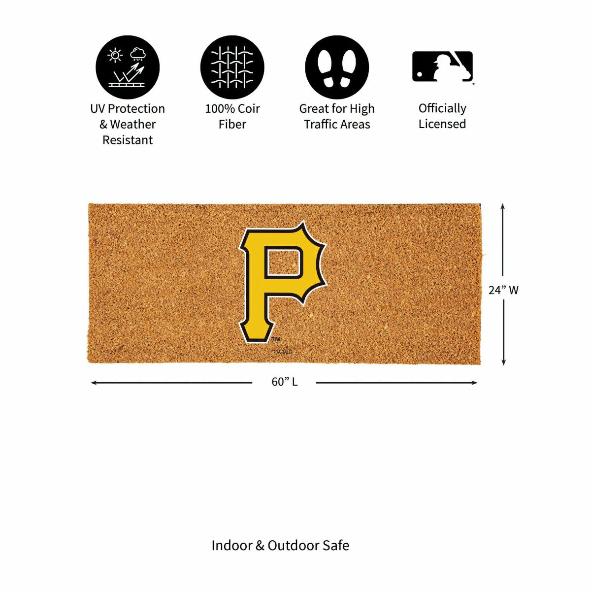 Pittsburgh Pirates Extra Large Full Color Coir Mat, 60"x24", MLB