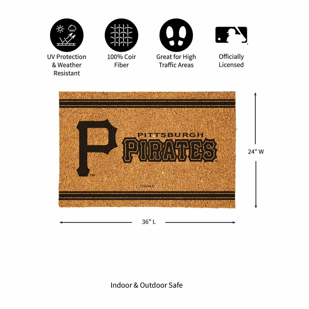 Pittsburgh Pirates Large One Color Coir Mat, 36"x24", MLB