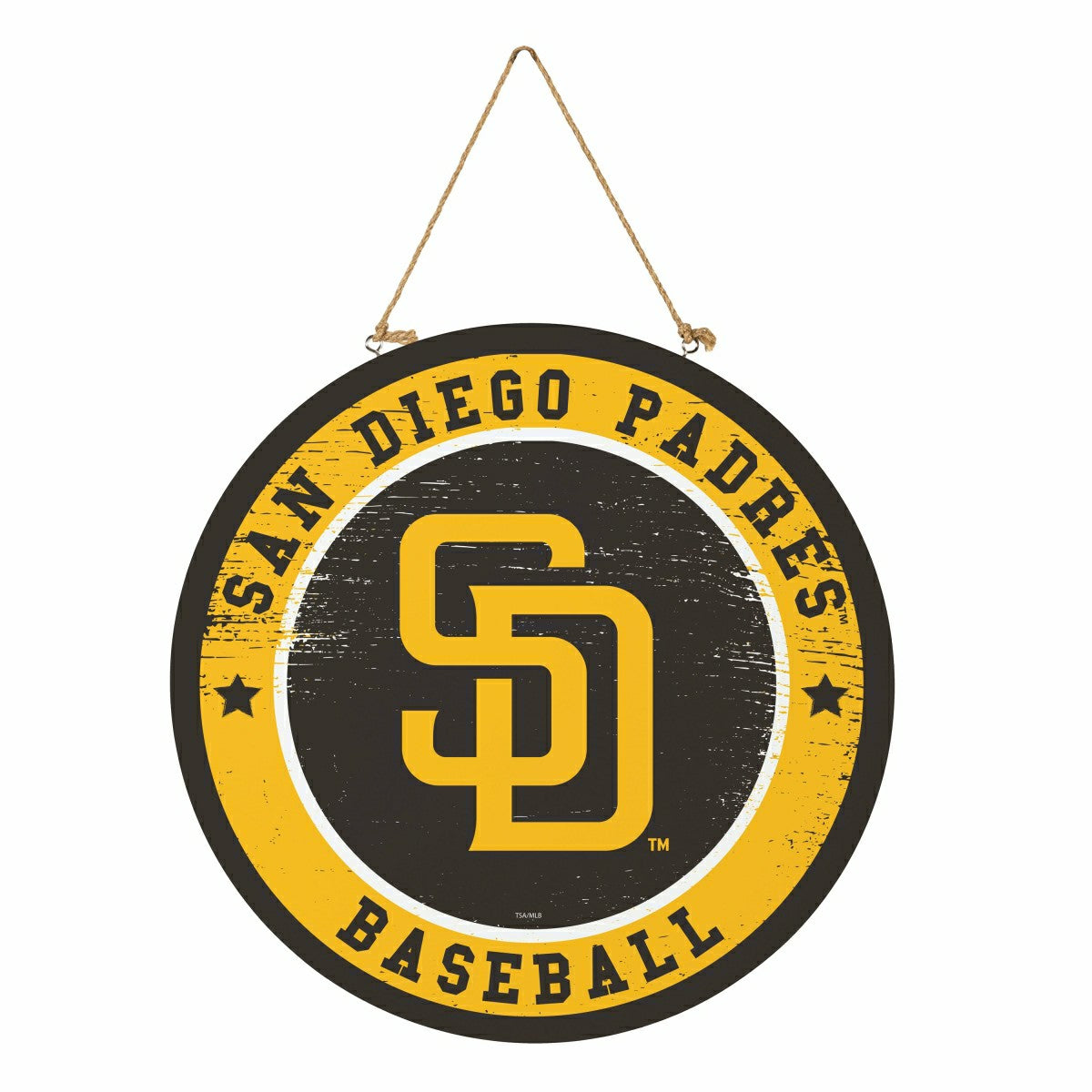 San Diego Padres Round Door Décor with Hanging Rope, 18x18, MLB, Home