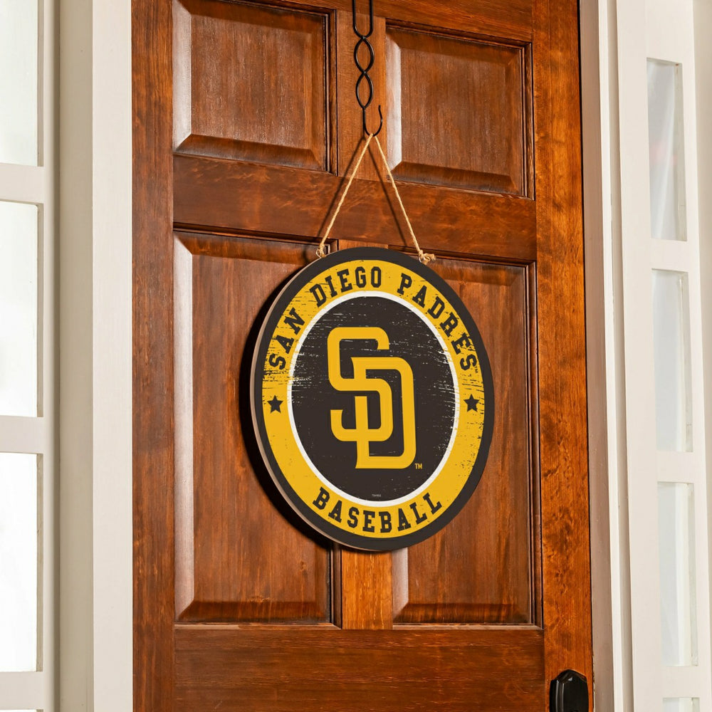 San Diego Padres Round Door Décor with Hanging Rope, 18x18, MLB, Home