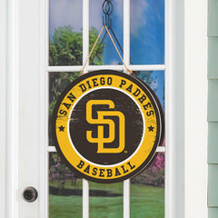 San Diego Padres Round Door Décor with Hanging Rope, 18x18, MLB, Home