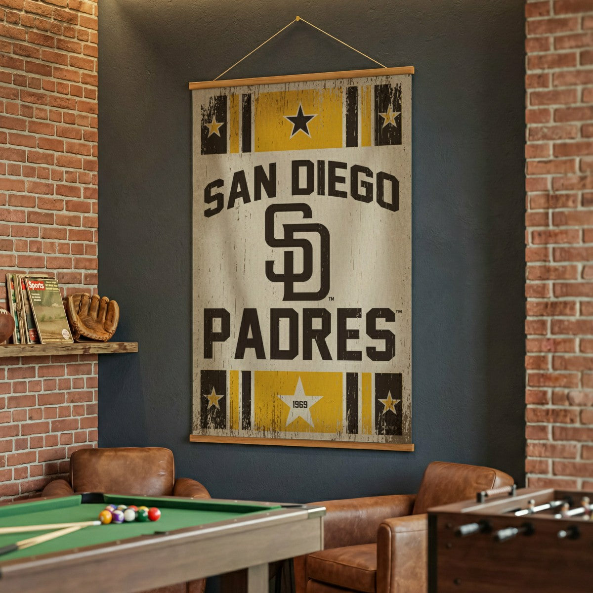 San Diego Padres, Canvas Wall Tapestry, Large, 54x36, MLB, Home