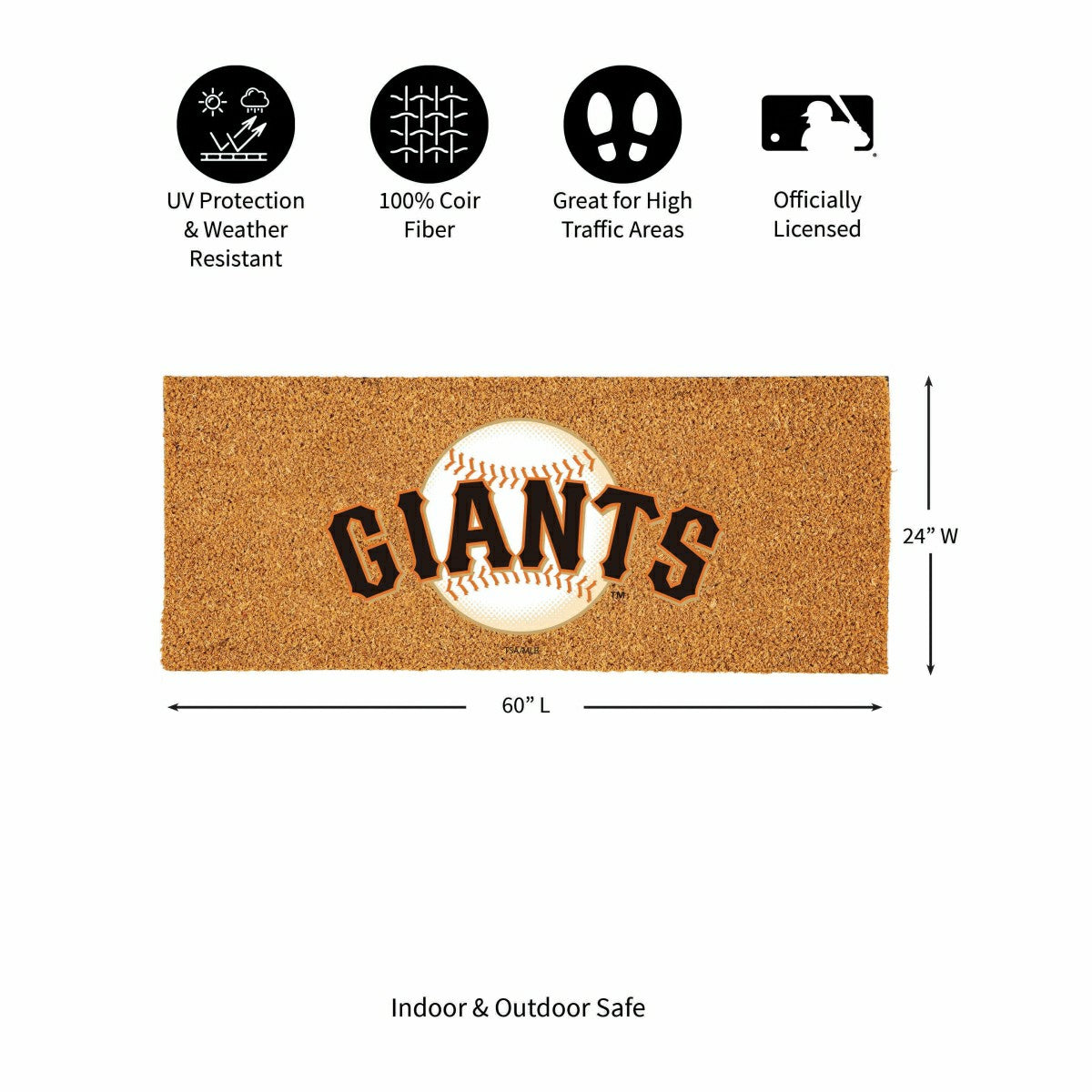 San Francisco Giants Extra Large Full Color Coir Mat, 60"x24", MLB