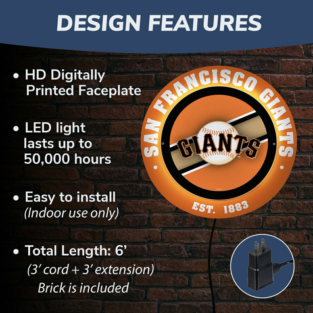 San Francisco Giants, Metal Lite, Round, MLB
