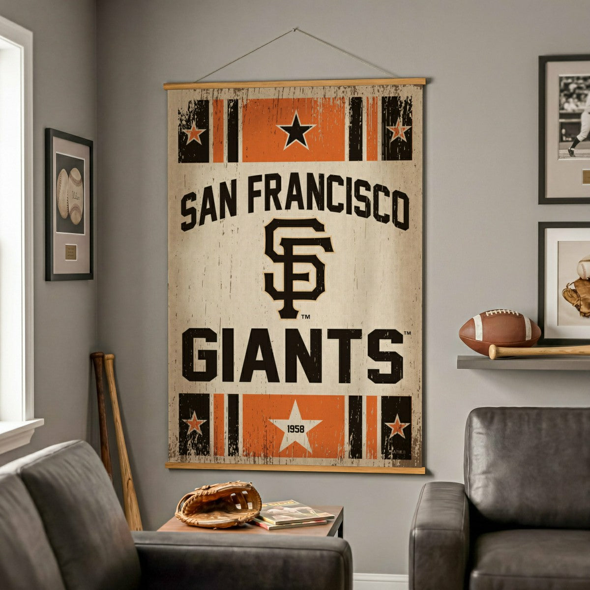 San Francisco Giants, Canvas Wall Tapestry, Large, 54x36, MLB, Home