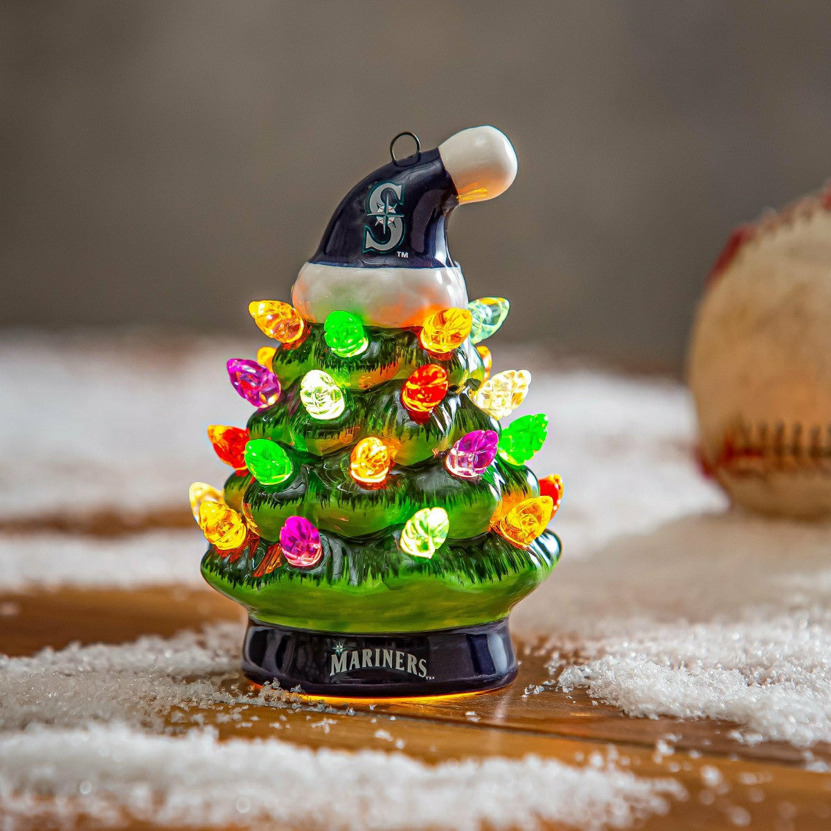 Seattle Mariners 4" Mini LED Tabletop Christmas Tree, Set of 2, MLB, Home