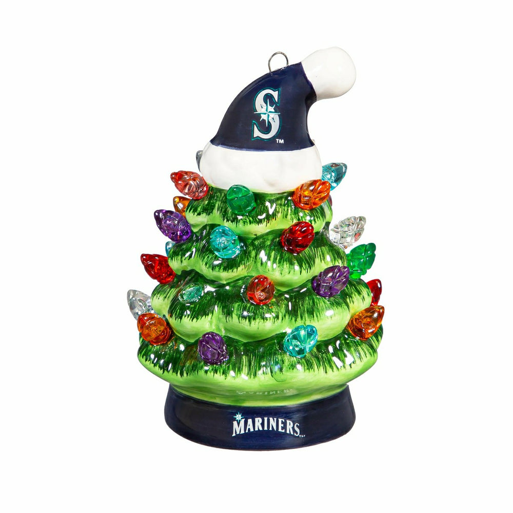 Seattle Mariners 4" Mini LED Tabletop Christmas Tree, Set of 2, MLB, Home