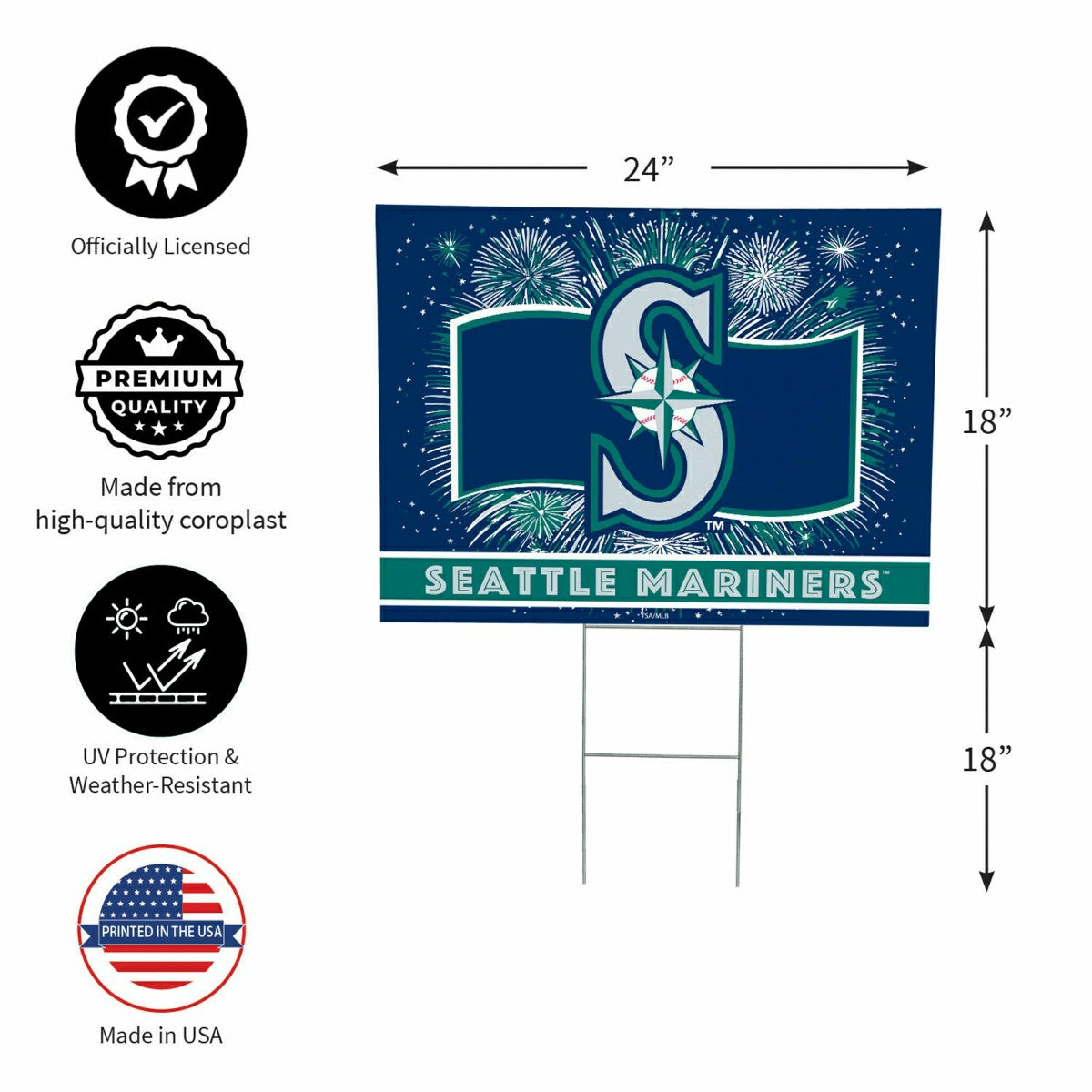 Seattle Mariners Yard Sign, Patriotic, MLB, Home