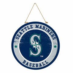 Seattle Mariners Round Door Décor with Hanging Rope, 18x18, MLB, Home