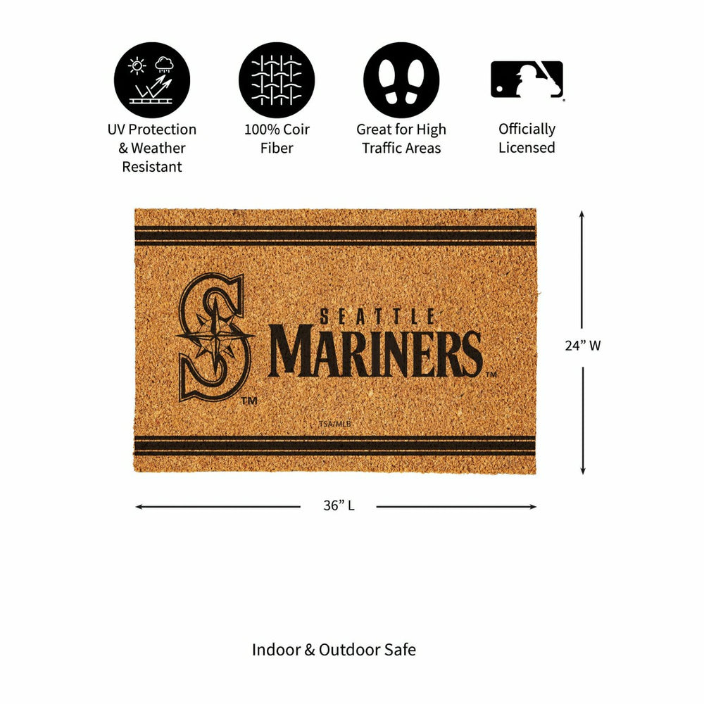 Seattle Mariners Large One Color Coir Mat, 36"x24", MLB