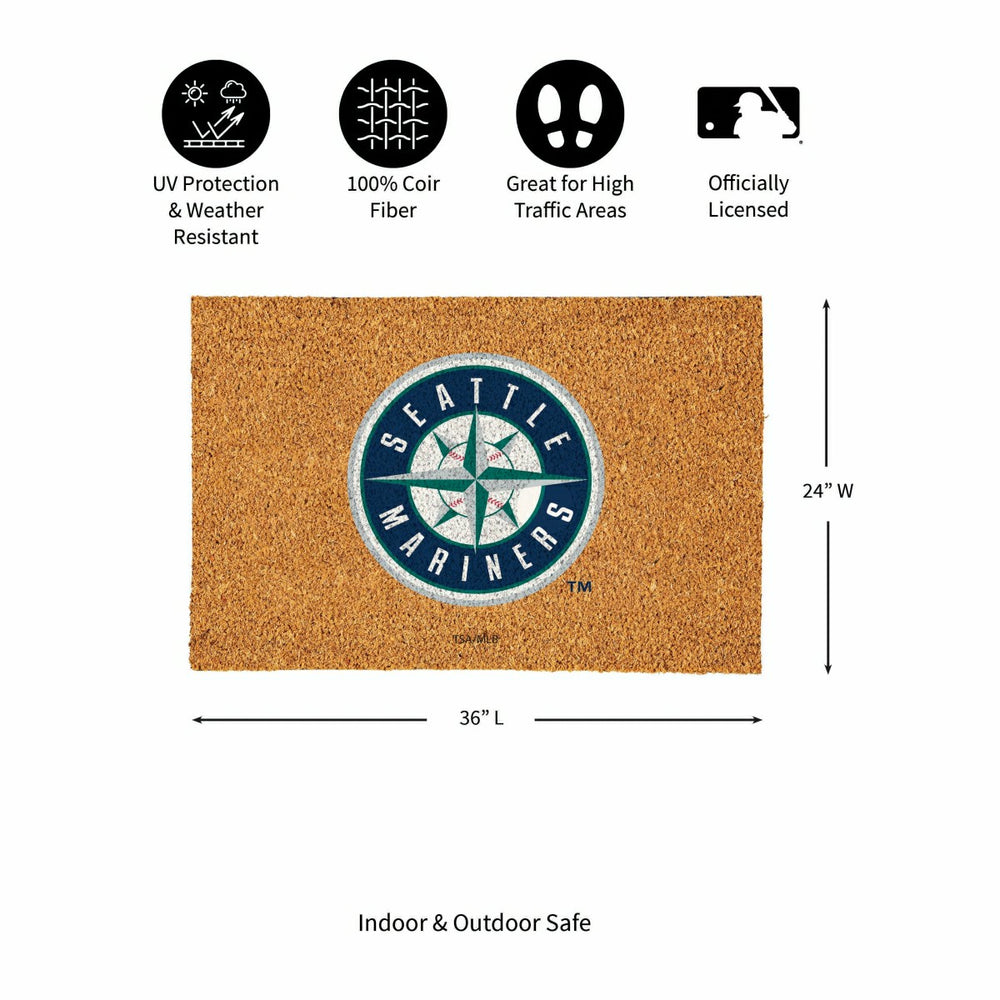 Seattle Mariners Large Full Color Coir Mat, 36"x24", MLB