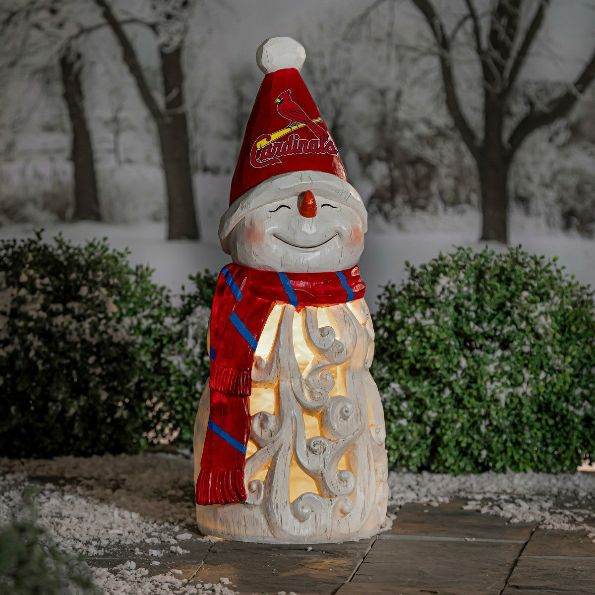St Louis Cardinals Snowman LED Statuary, 26", MLB, Home