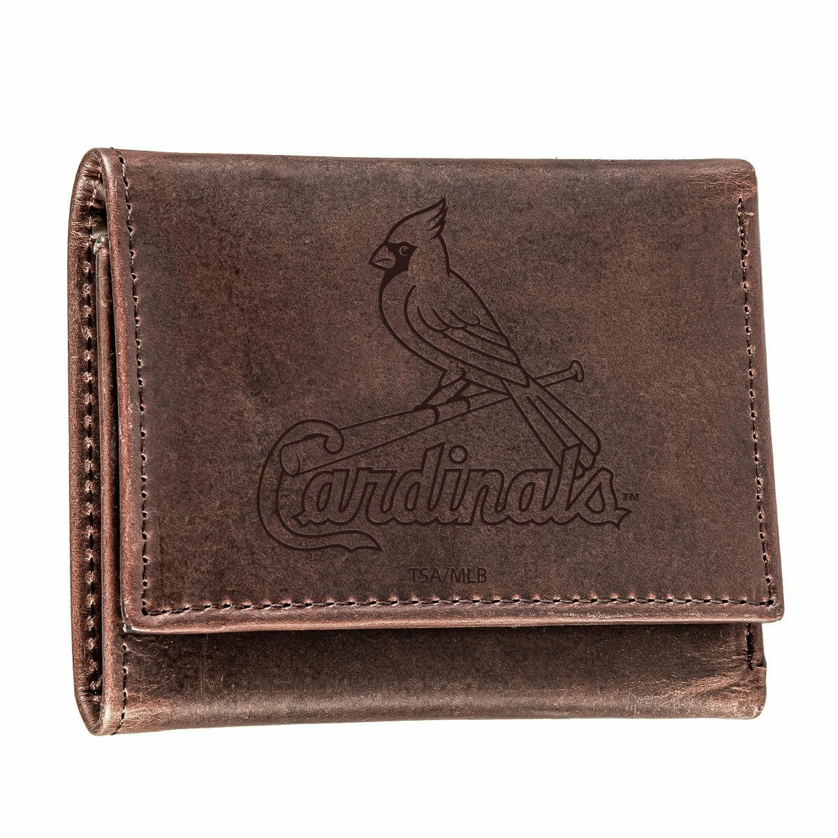 St Louis Cardinals Tri-Fold Wallet Brown 100% Genuine Leather, MLB, Home