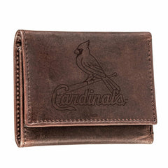 St Louis Cardinals Tri-Fold Wallet Brown 100% Genuine Leather, MLB, Home