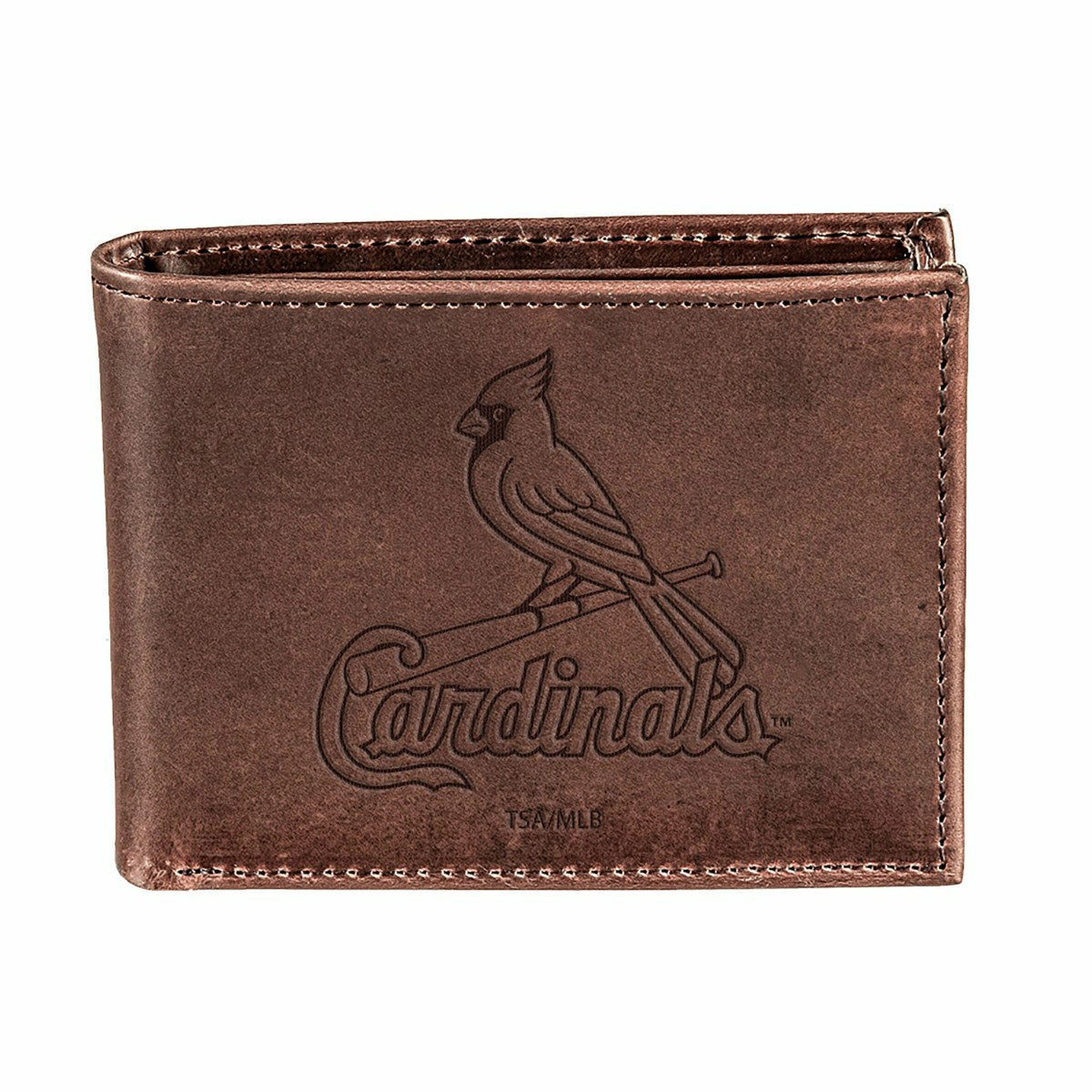 St Louis Cardinals Bi-Fold Wallet Brown 100% Genuine Leather, MLB, Home