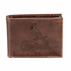 St Louis Cardinals Bi-Fold Wallet Brown 100% Genuine Leather, MLB, Home