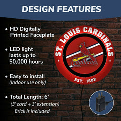 St Louis Cardinals, Metal Lite, Round, MLB