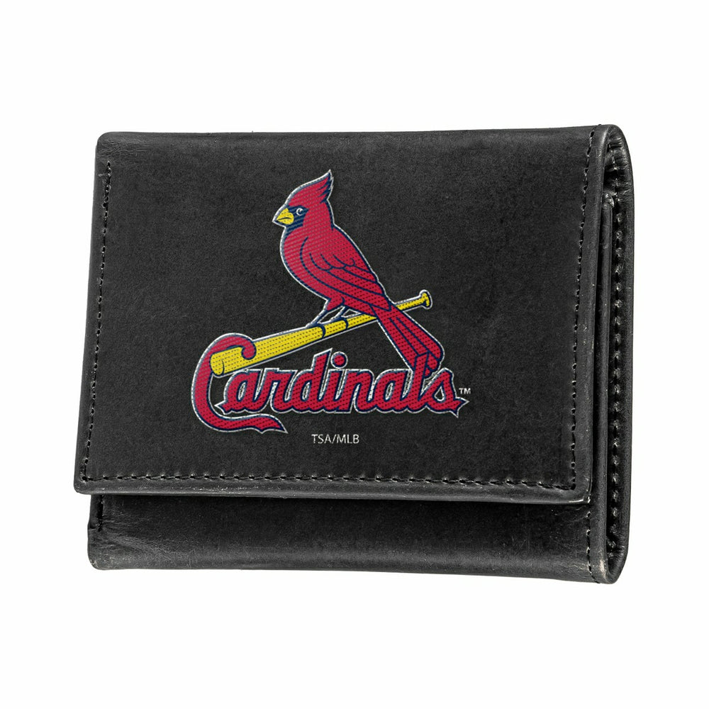 St Louis Cardinals Black Tri-Fold Embroidered Wallet w/ RFID Blocking, MLB, Home