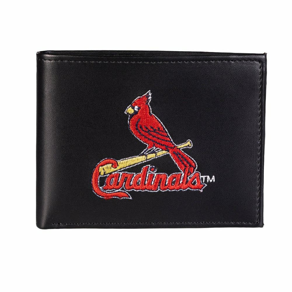 St Louis Cardinals Black Bi-Fold Embroidered Wallet w/ RFID Blocking, MLB, Home