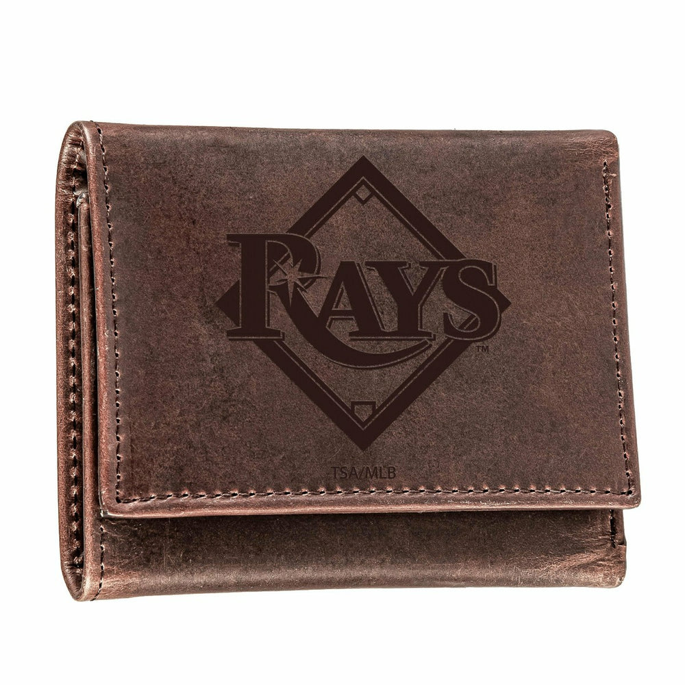 Tampa Bay Rays Tri-Fold Wallet Brown 100% Genuine Leather, MLB, Home