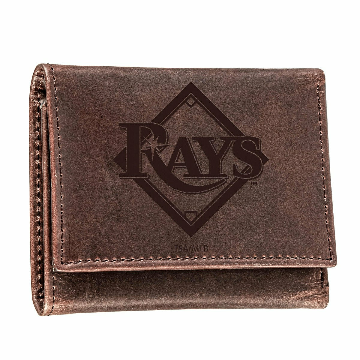 Tampa Bay Rays Tri-Fold Wallet Brown 100% Genuine Leather, MLB, Home