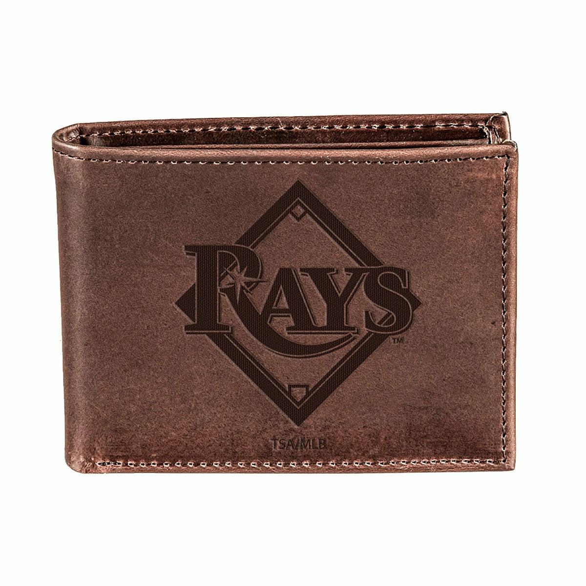 Tampa Bay Rays Bi-Fold Wallet Brown 100% Genuine Leather, MLB, Home