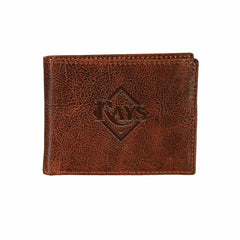 Tampa Bay Rays, Embossed 100% Genuine Tumbled Leather Passcase Bi-Fold, MLB, Home