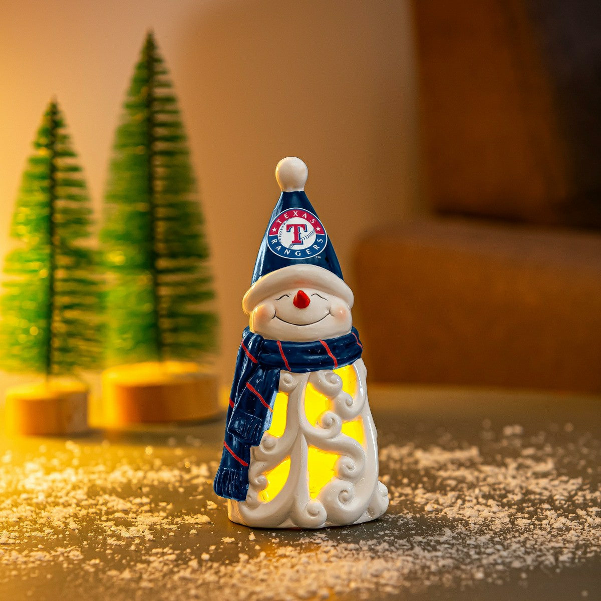Texas Rangers Snowman LED Statuary, 8", MLB, Home