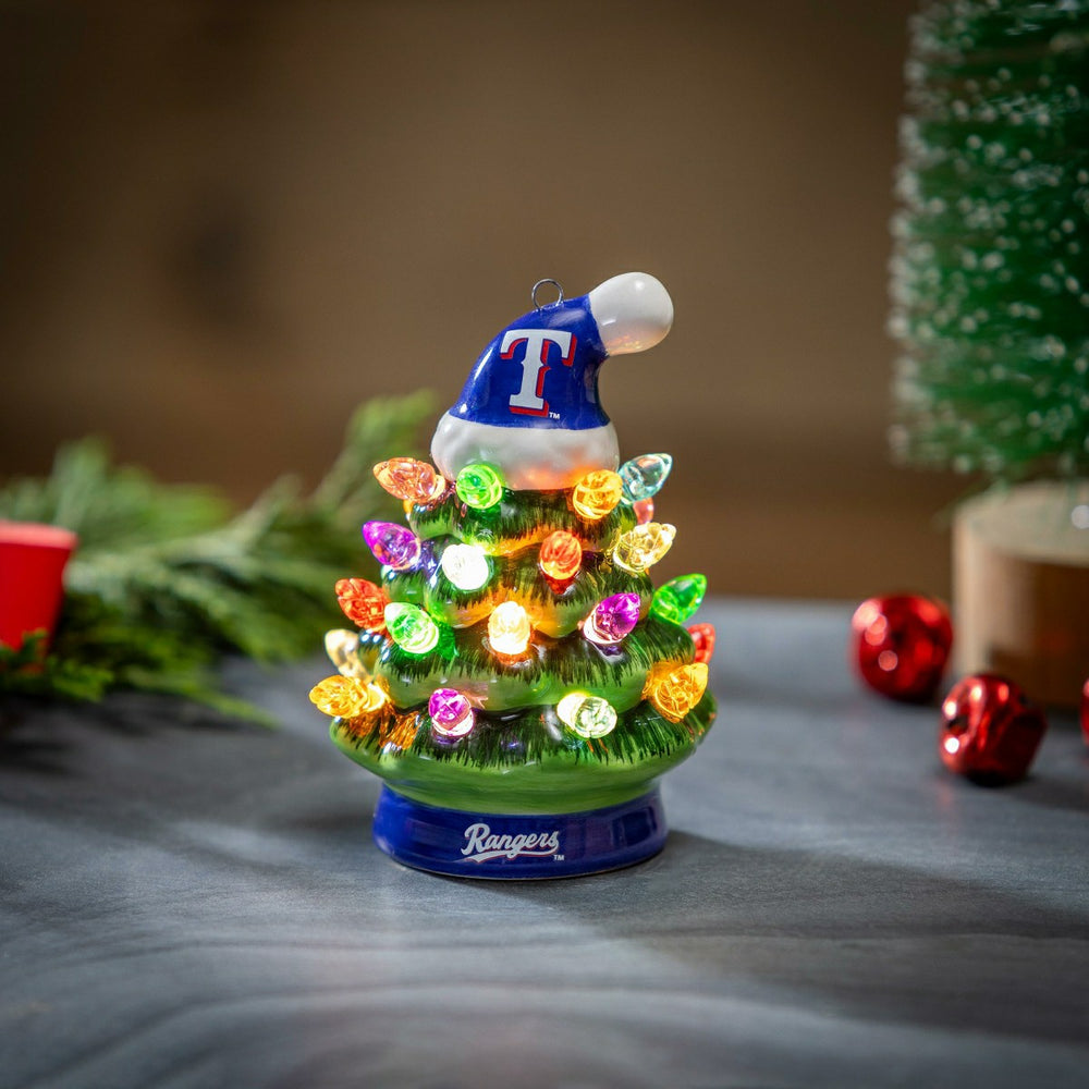 Texas Rangers 4" Mini LED Tabletop Christmas Tree, Set of 2, MLB, Home
