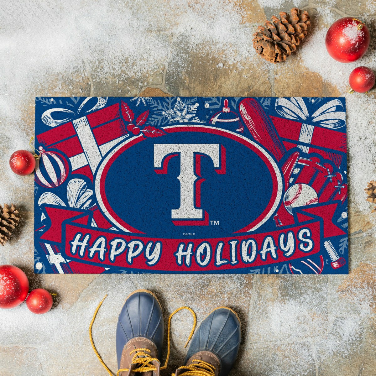 Texas Rangers Holiday PVC Mat, 28"x16", MLB