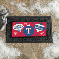 Texas Rangers Holiday Flocked Coir Sassafras Switch Mat, 22"x10", MLB