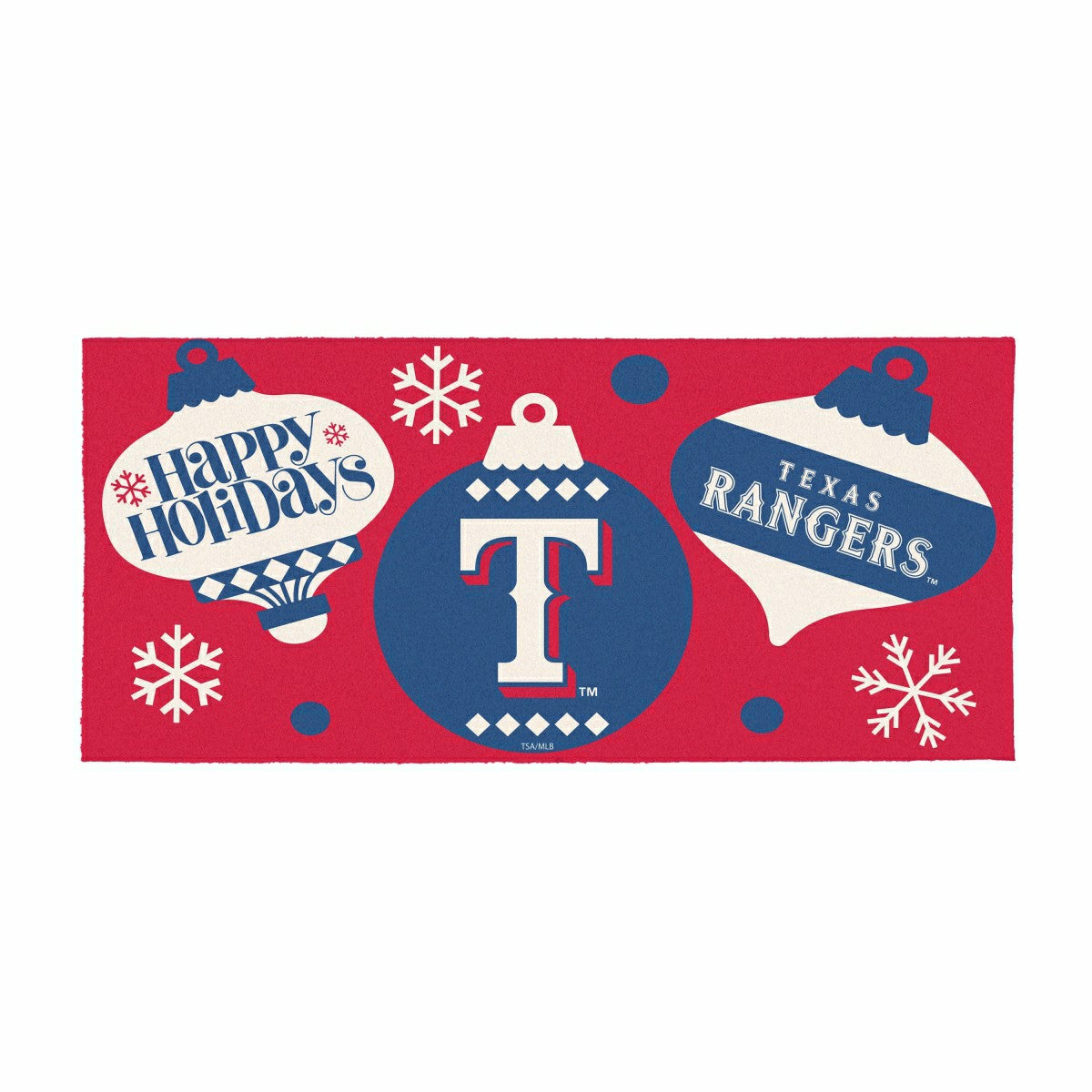 Texas Rangers Holiday Flocked Coir Sassafras Switch Mat, 22"x10", MLB