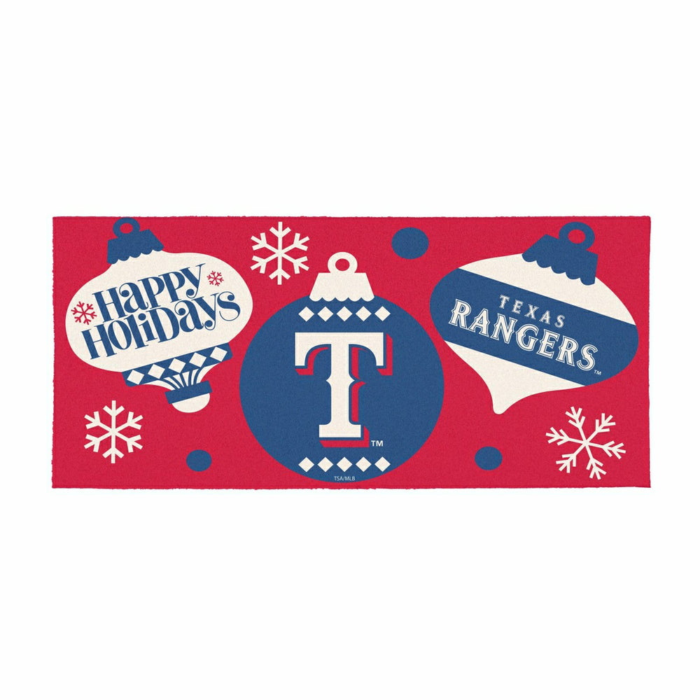 Texas Rangers Holiday Flocked Coir Sassafras Switch Mat, 22"x10", MLB
