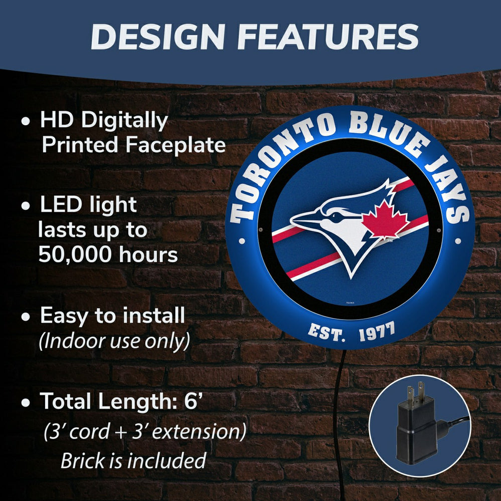 Toronto Blue Jays, Metal Lite, Round, MLB
