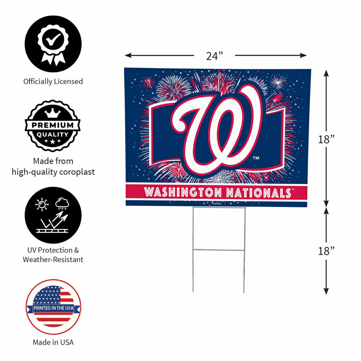 Washington Nationals Yard Sign, Patriotic, MLB, Home