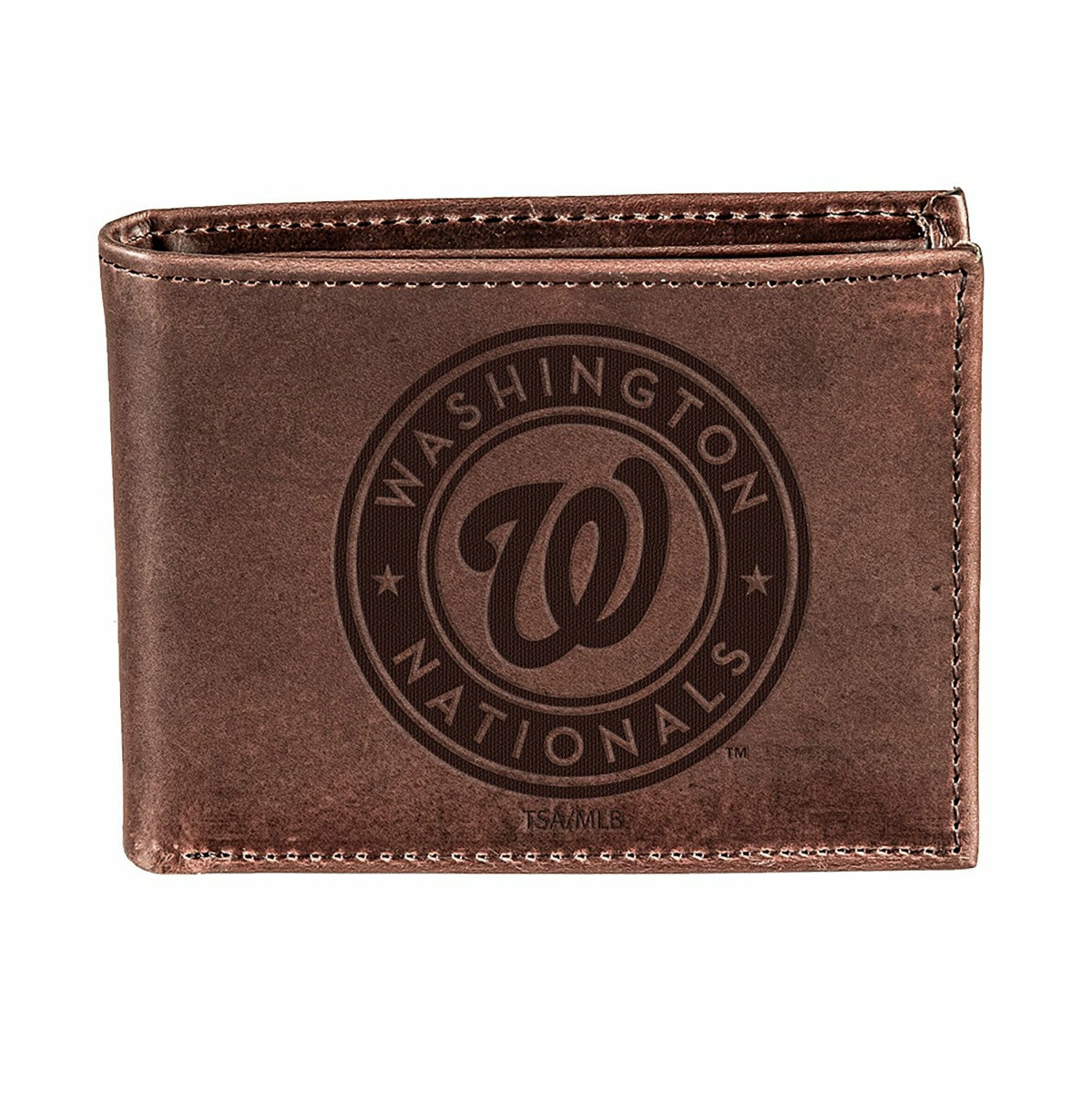 Washington Nationals Bi-Fold Wallet Brown 100% Genuine Leather, MLB, Home