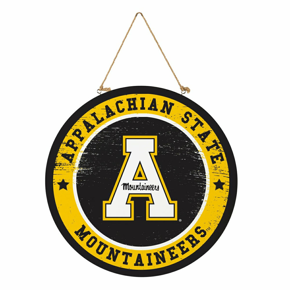Appalachian State University Round Door Décor with Hanging Rope, 18x18, Collegiate, Home