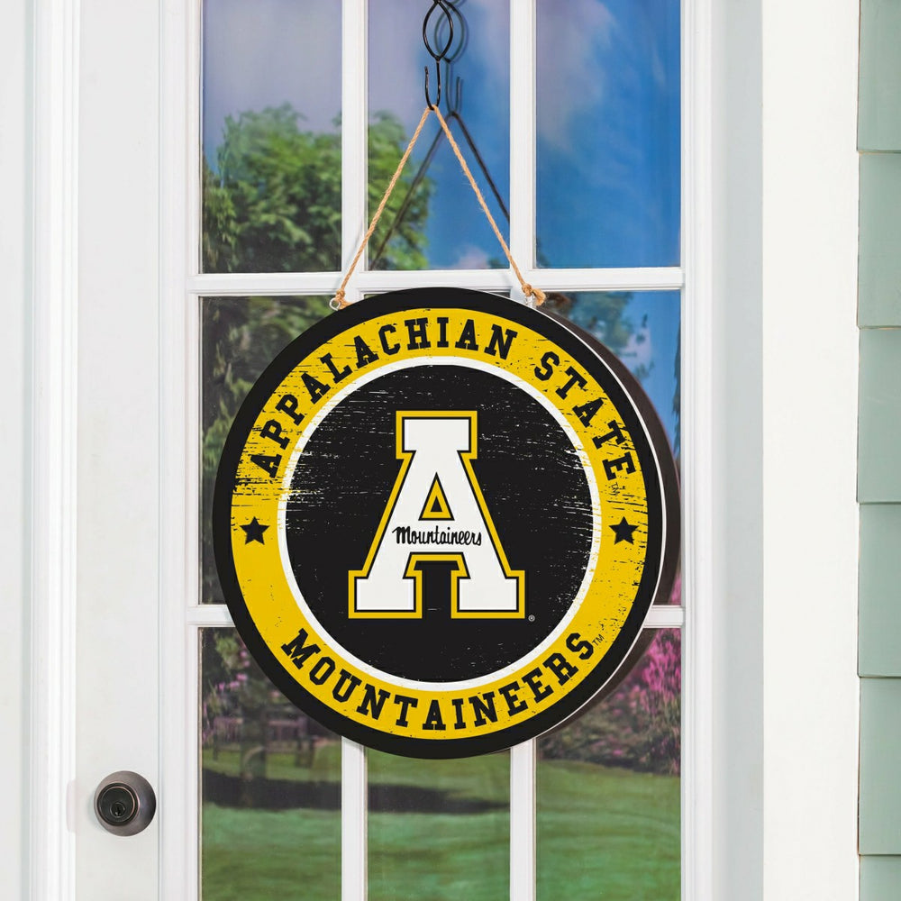 Appalachian State University Round Door Décor with Hanging Rope, 18x18, Collegiate, Home